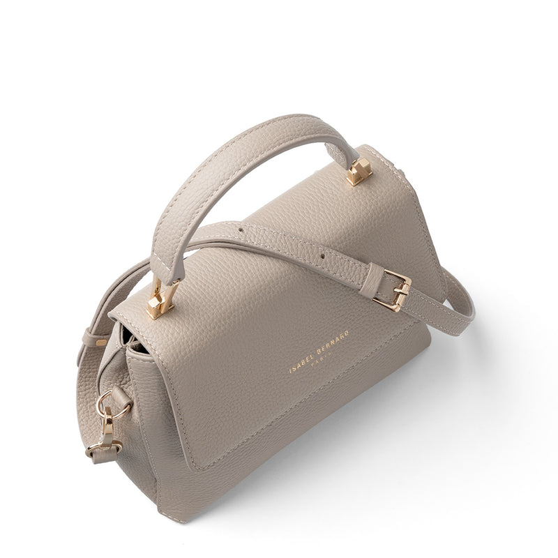 Isabel Bernard Femme Forte Heline Taupe Handtas van Kalfsleer IB21039-zoom-