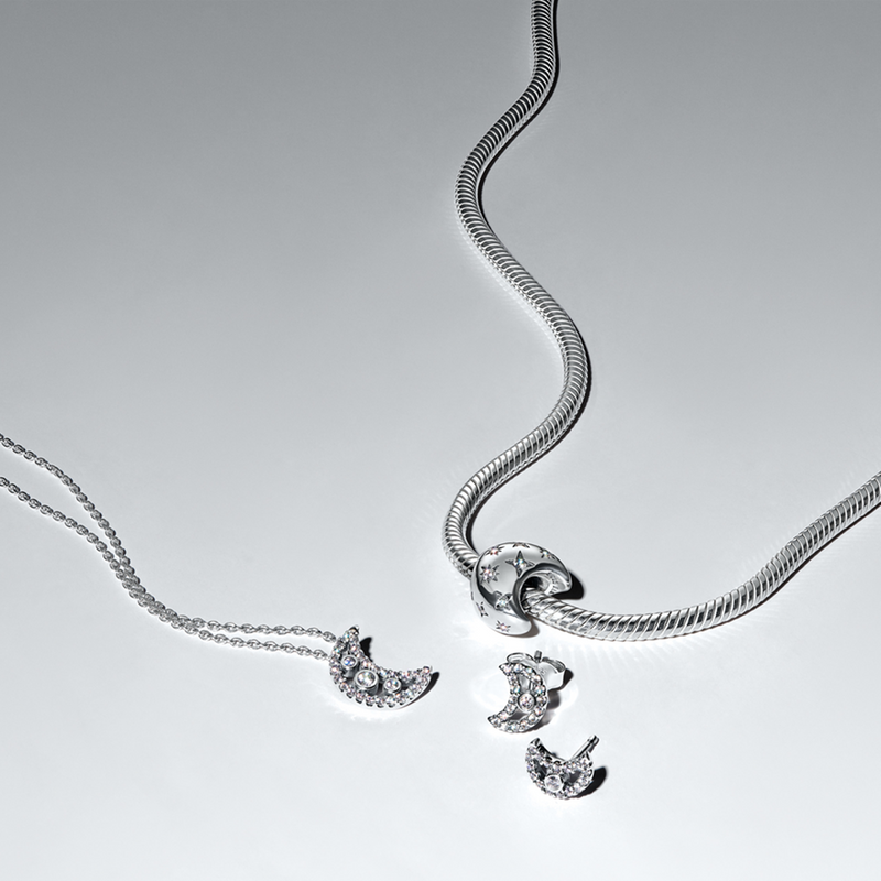 Pandora Moments 925 Sterling Silver Crescent Moon Pendant Necklace 394259C01-50-zoom-