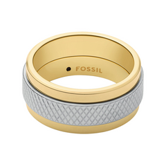 Fossil Knox Silver and Gold Stainless Steel Ring JF049179989
