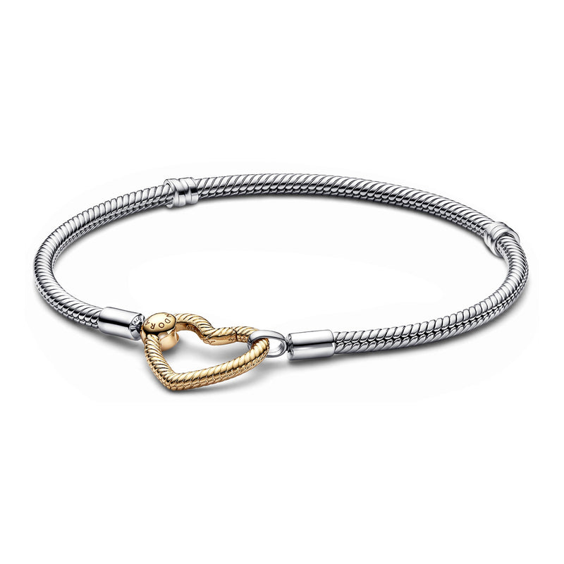 Pandora Moments 925 Sterling Silver Snake Chain Bracelet with 14 Carat Gold Plating 569539C00-19-zoom-