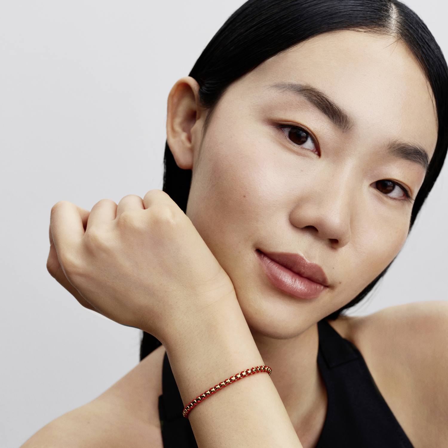 Pandora Moments Gold Plated Red Cord Snake Chain Bracelet 563816C01-18