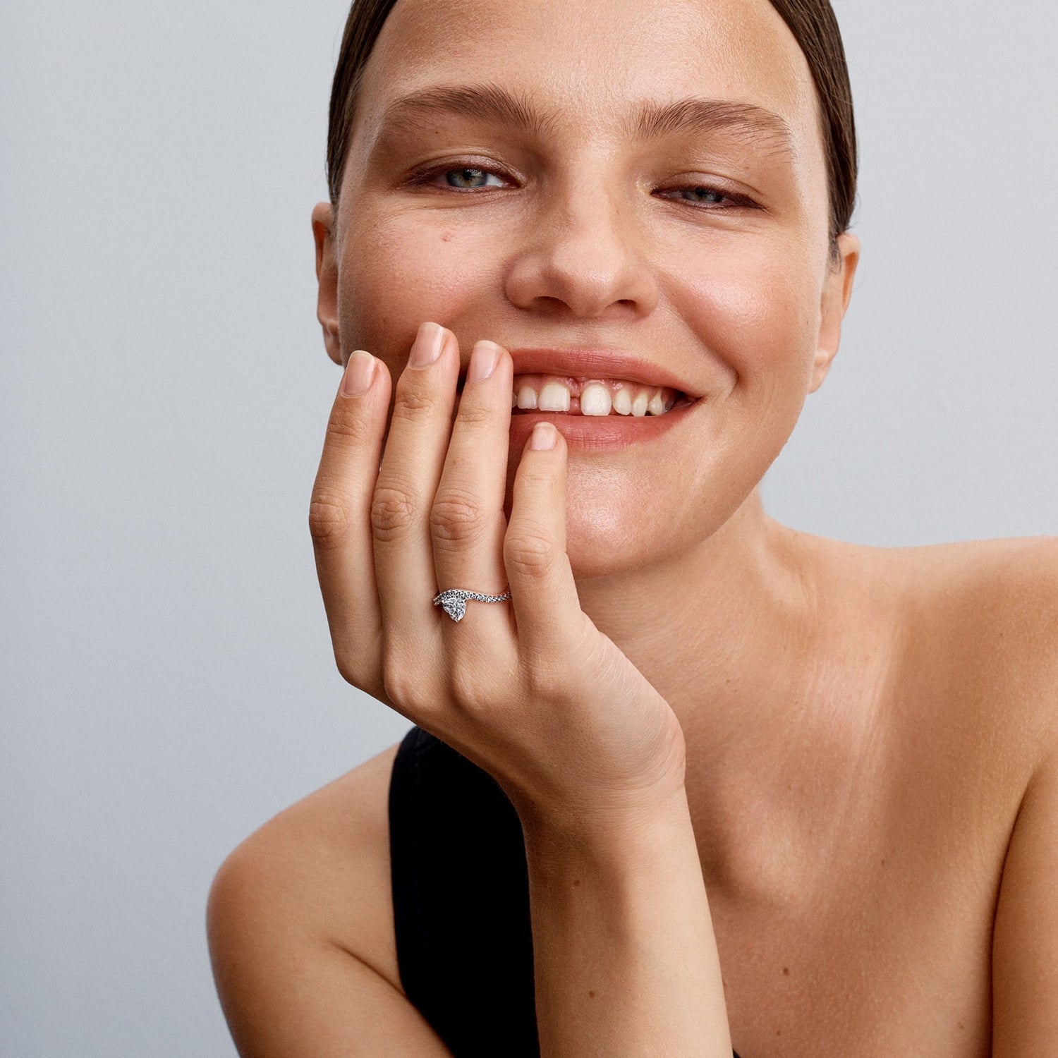 Pandora Wish and Wave 925 Sterling Silver Wave heart Ring 193661C01-56