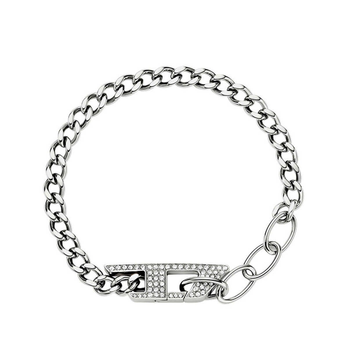 Diesel D Logo Silver and Gold Stainless Steel Bracelet DX1627040