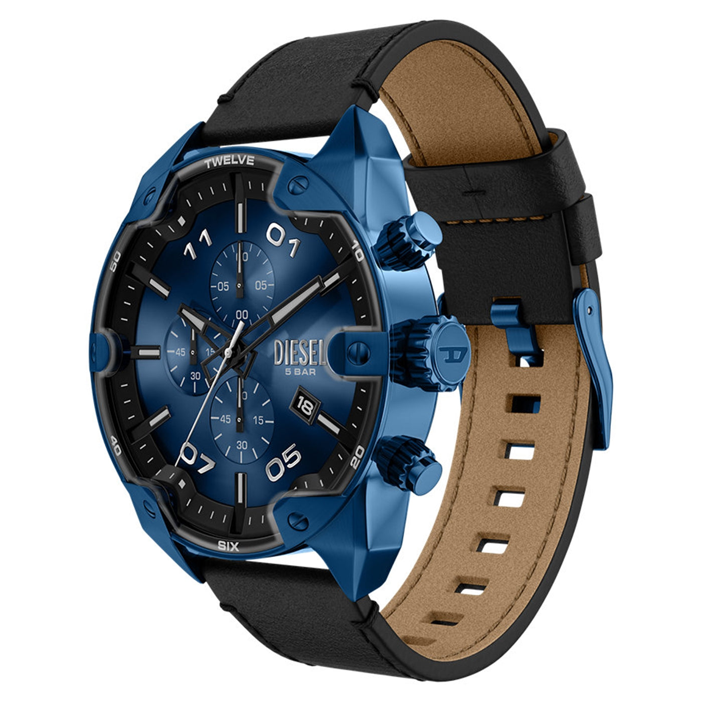 Diesel Spiked Round Dark Blue Dial Watch DZ4703