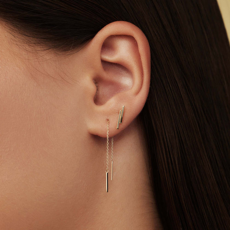 Isabel Bernard 14 Karaat Gouden Le Marais Double Tube Oorknoppen IB360058-zoom-