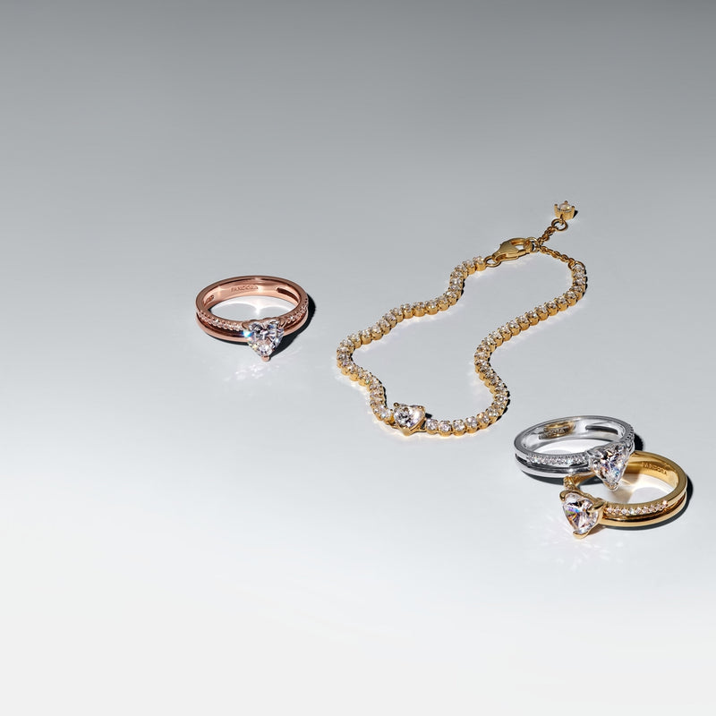 Pandora Classic Stone Gold coloured Hearts Bracelet 560041C01-20-zoom-