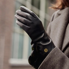 Isabel Bernard Honoré Eleanor black goatskin leather gloves IB67000-301-