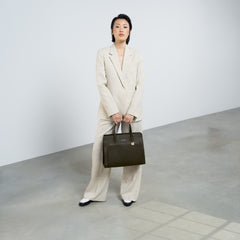 Isabel Bernard Honoré Nadine dark brown calfskin leather handbag with 13 inch laptop compartment IB25110-031-13