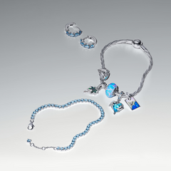 Pandora Timeless 925 Sterling Silver Sparkling Light Blue Tennis Bracelet 591469C03-18