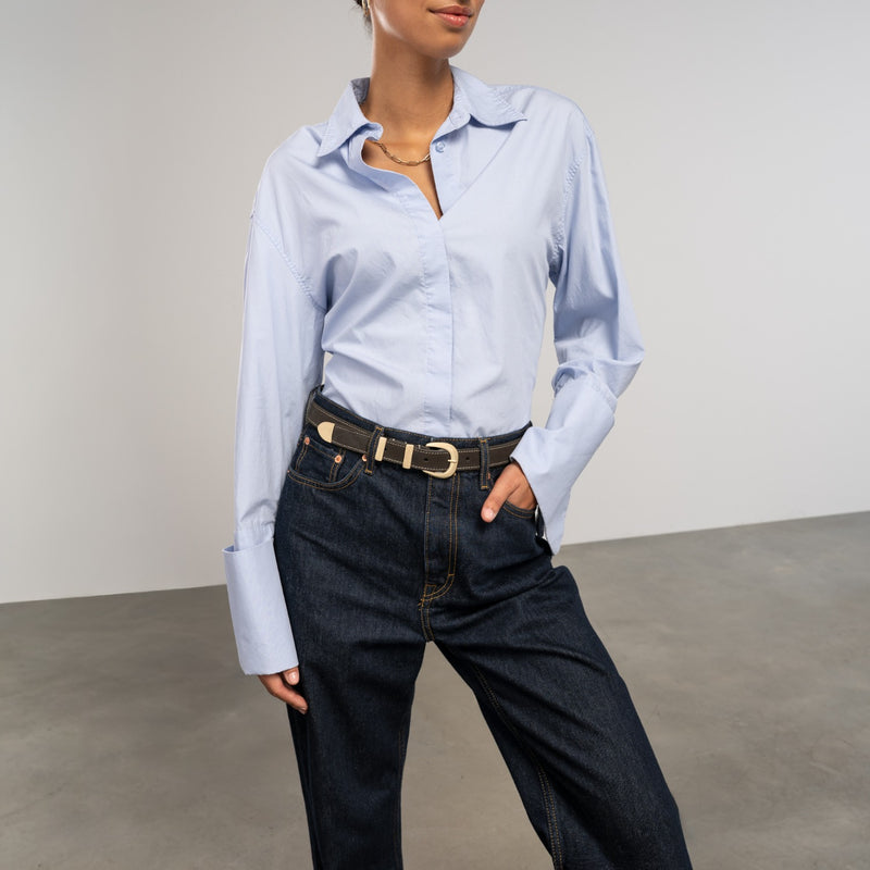 Isabel Bernard Rêveur Mathilde donkerbruine suede riem met goud-kleurige gesp IB60020-131-85-zoom-