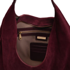 Isabel Bernard Honoré Grace dark bordeaux suede shoulder bag IB25093-152