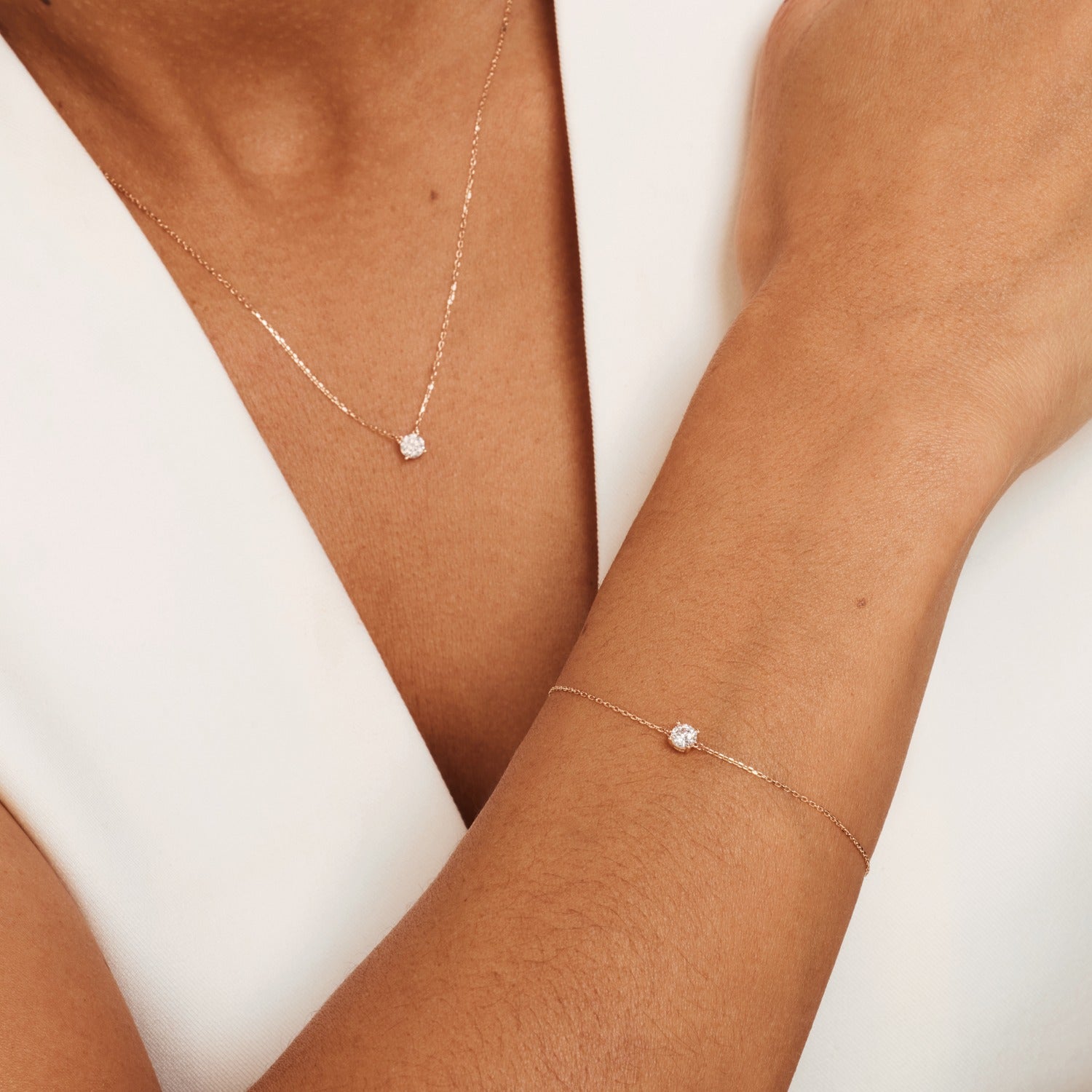 Isabel Bernard Cadeau d'Isabel 14 Carat Rosegold Necklace and Bracelet giftset IB90031