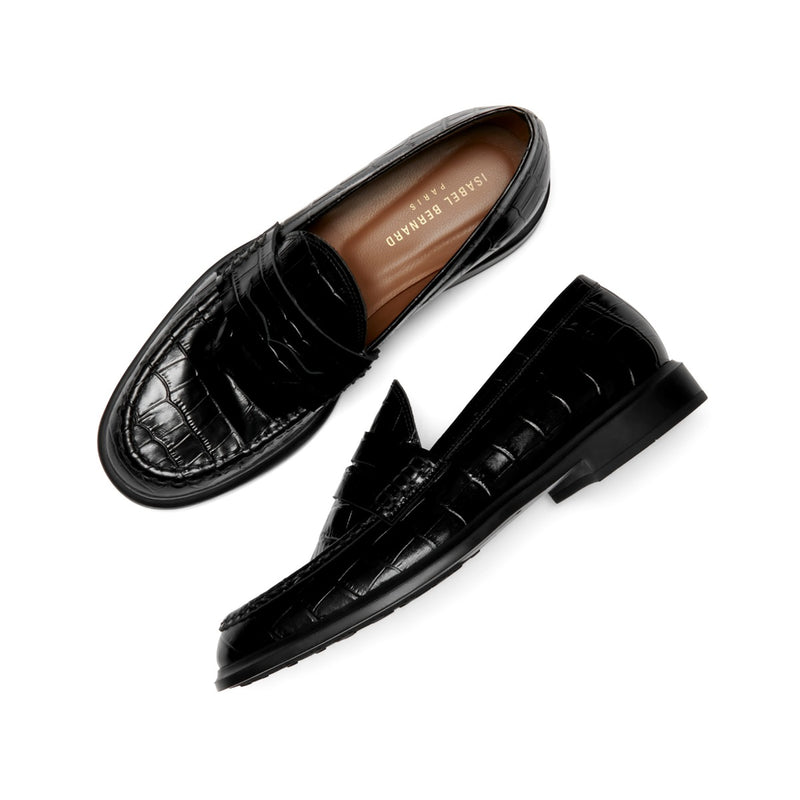 Isabel Bernard Vendôme Blandine Croco Zwarte Kalfsleren Loafers IB51015-201-38-zoom-