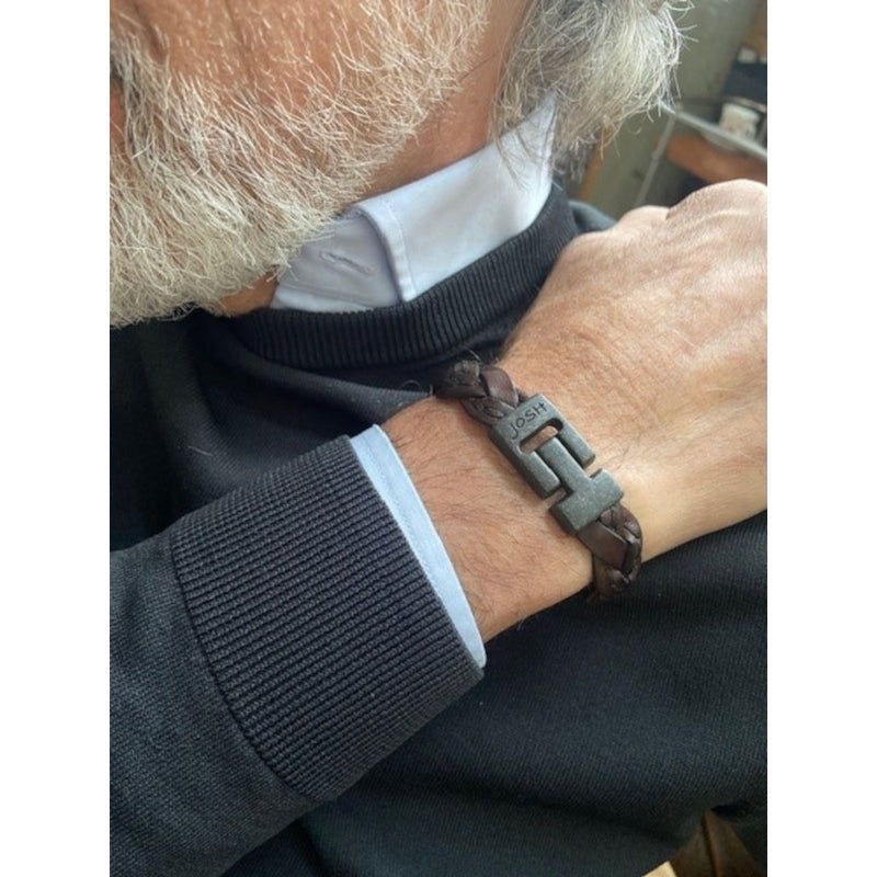 Josh Brown Leather Bracelet 24303-bra-VB/BROWN/L-zoom-