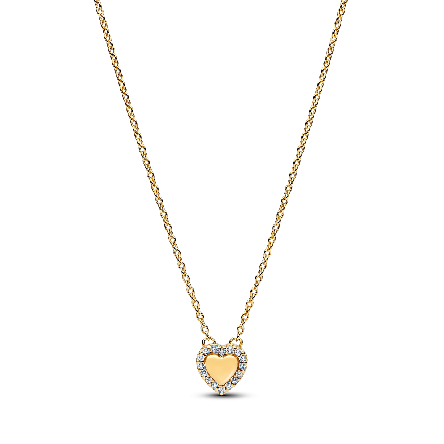 Pandora Timeless Gold Plated Sparkling Heart Halo Necklace 364364C01-45