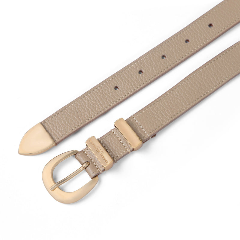 Isabel Bernard Rêveur Mathilde taupe kalfsleren riem met goud-kleurige gesp IB60020-078-95-zoom-