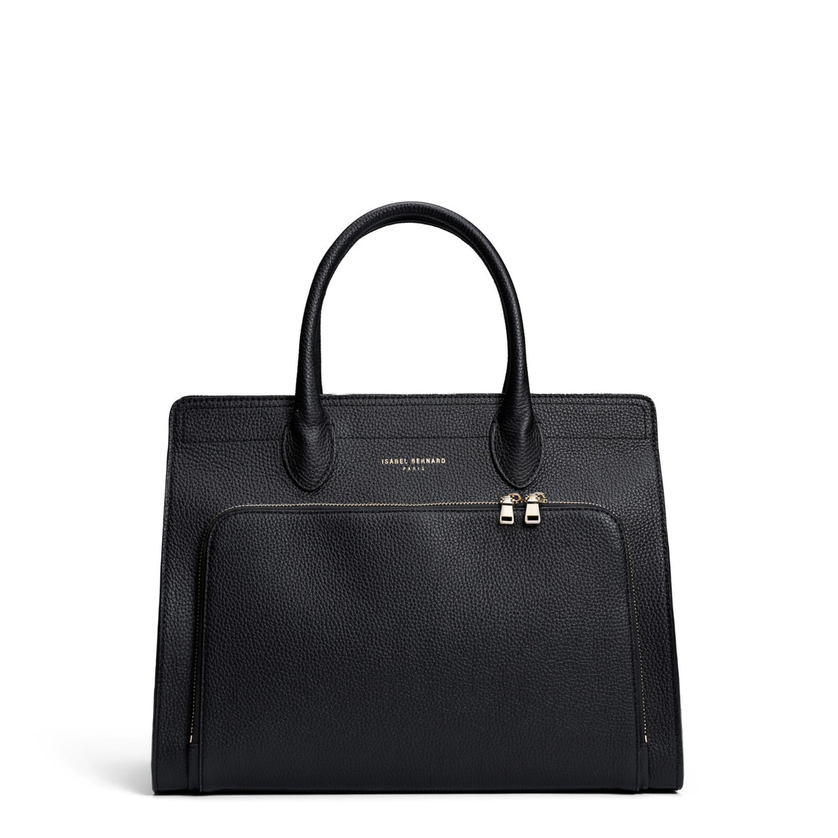 Isabel Bernard Honoré Nadine black calfskin leather handbag with 13 inch laptop compartment IB25110-001-13