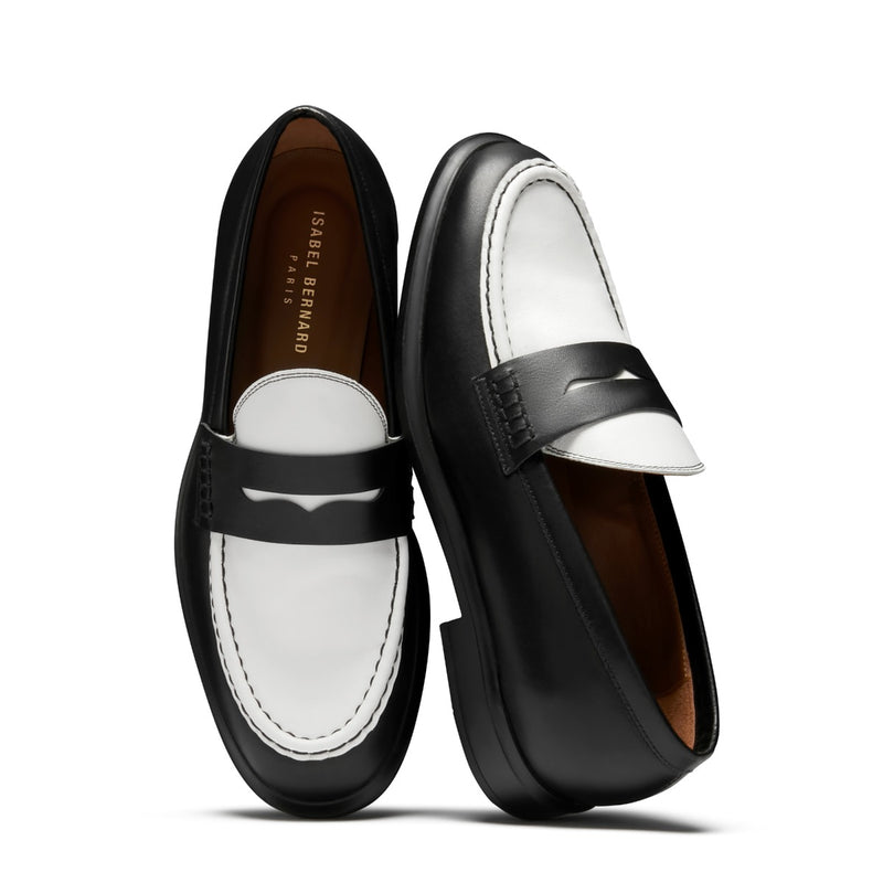 Isabel Bernard Vendôme Blandine Zwart en Wit Kalfsleren Loafers IB51015-10176-37-zoom-