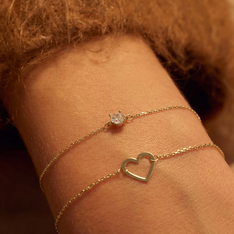 Beloro Jewels Regalo d'Amore 9 karaat gouden ketting en armband cadeauset met zirkonia stenen BO90048-zoom-