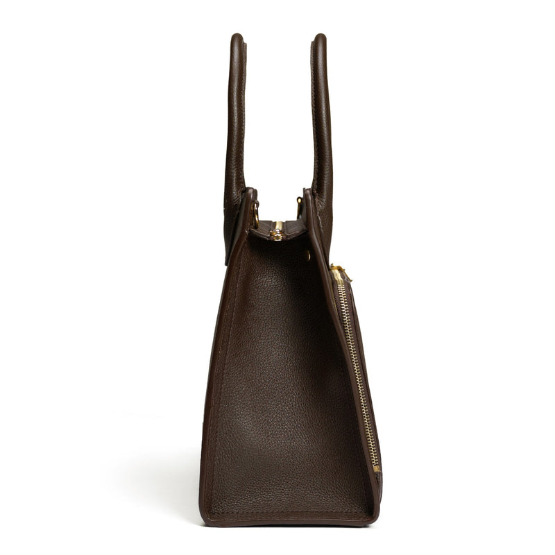 Isabel Bernard Honoré Nadine donkerbruine kalfsleren handtas met 13 inch laptopvak IB25110-031-13-zoom-