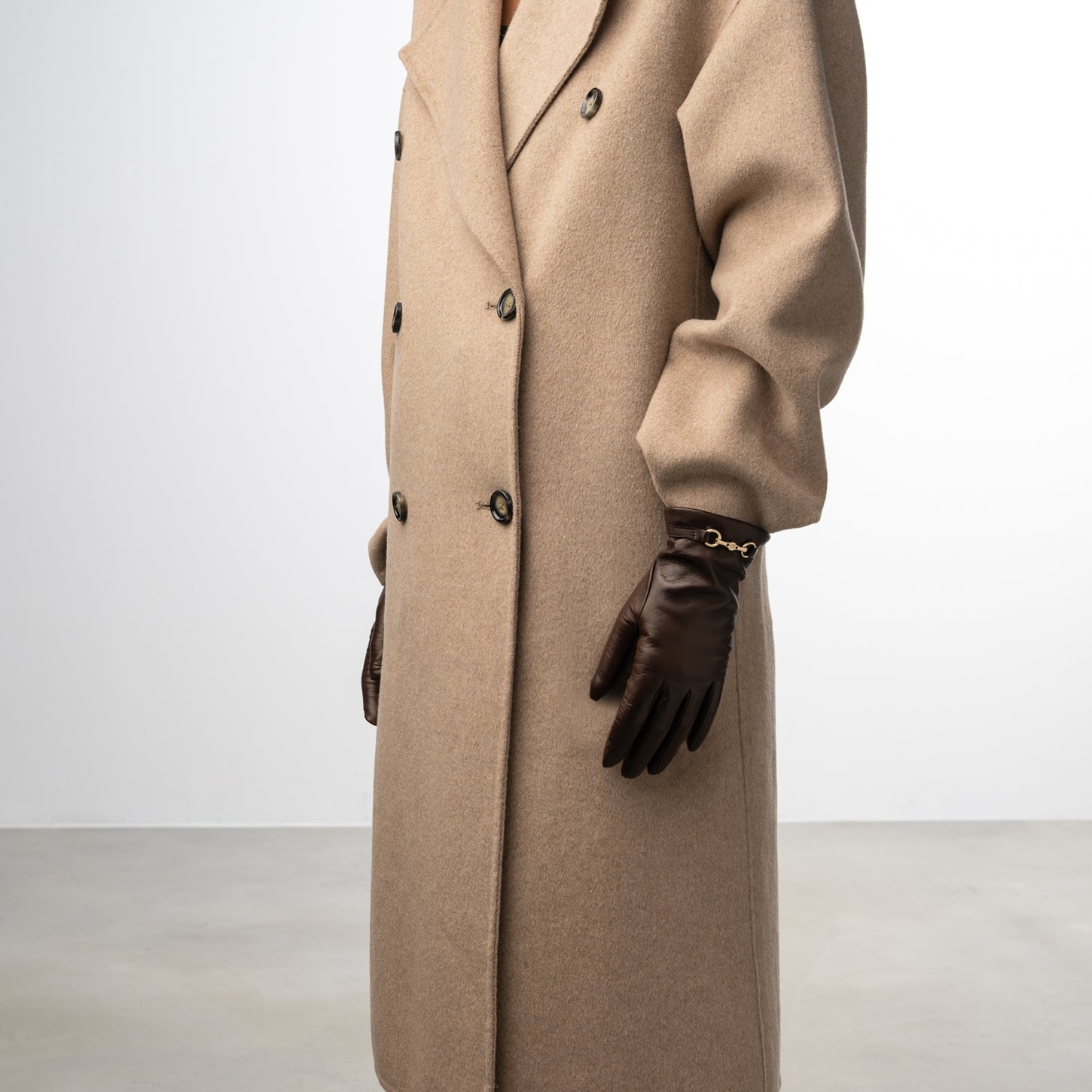 Isabel Bernard Honoré Marcelia dark brown goatskin leather gloves IB67001-331-6.5