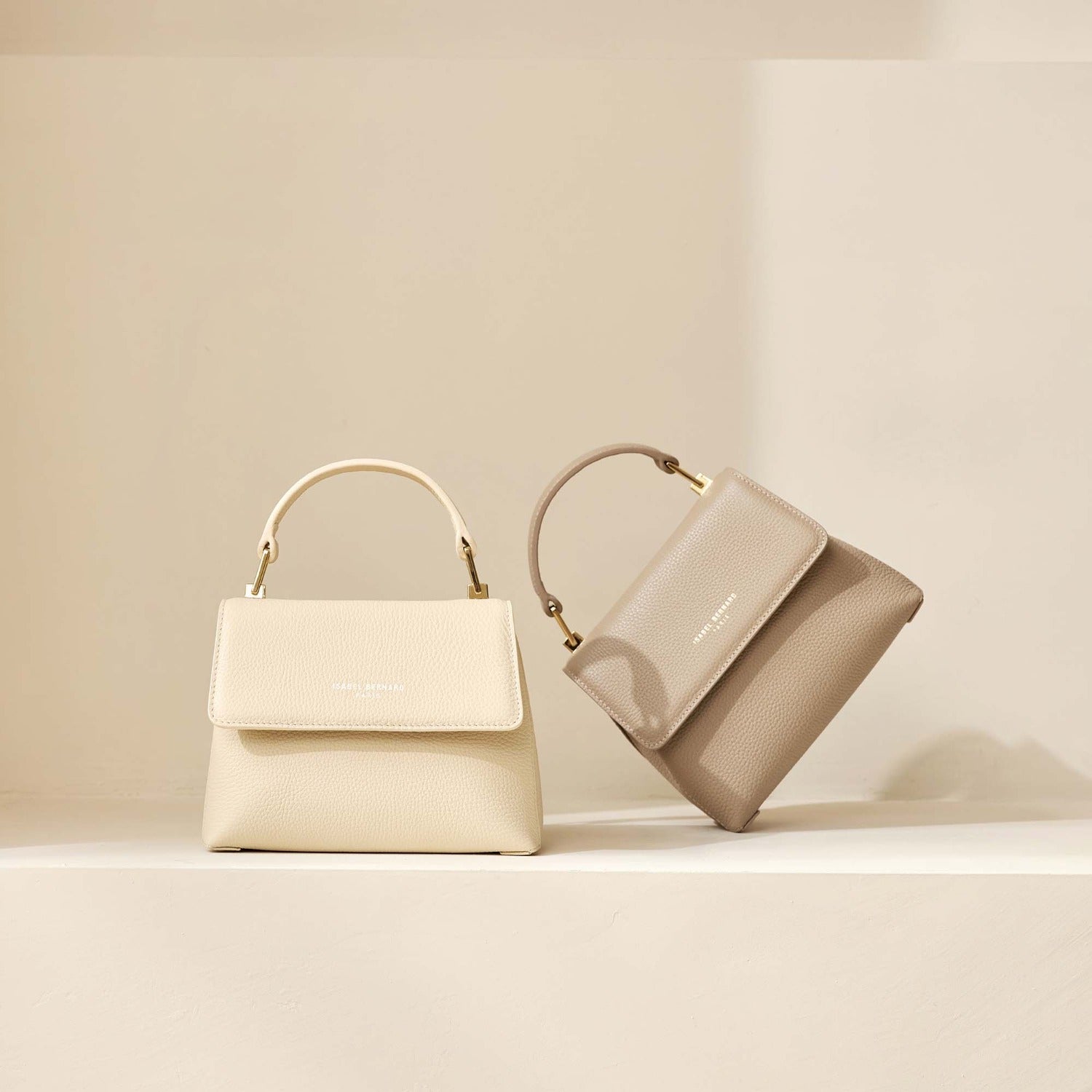 Isabel Bernard Femme Forte Heline Taupe Leather Handbag made of Calfskin IB21039