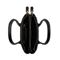 Isabel Bernard Honoré Cloe Midi Croco Zwarte Kalfsleren Handtas IB25082-201