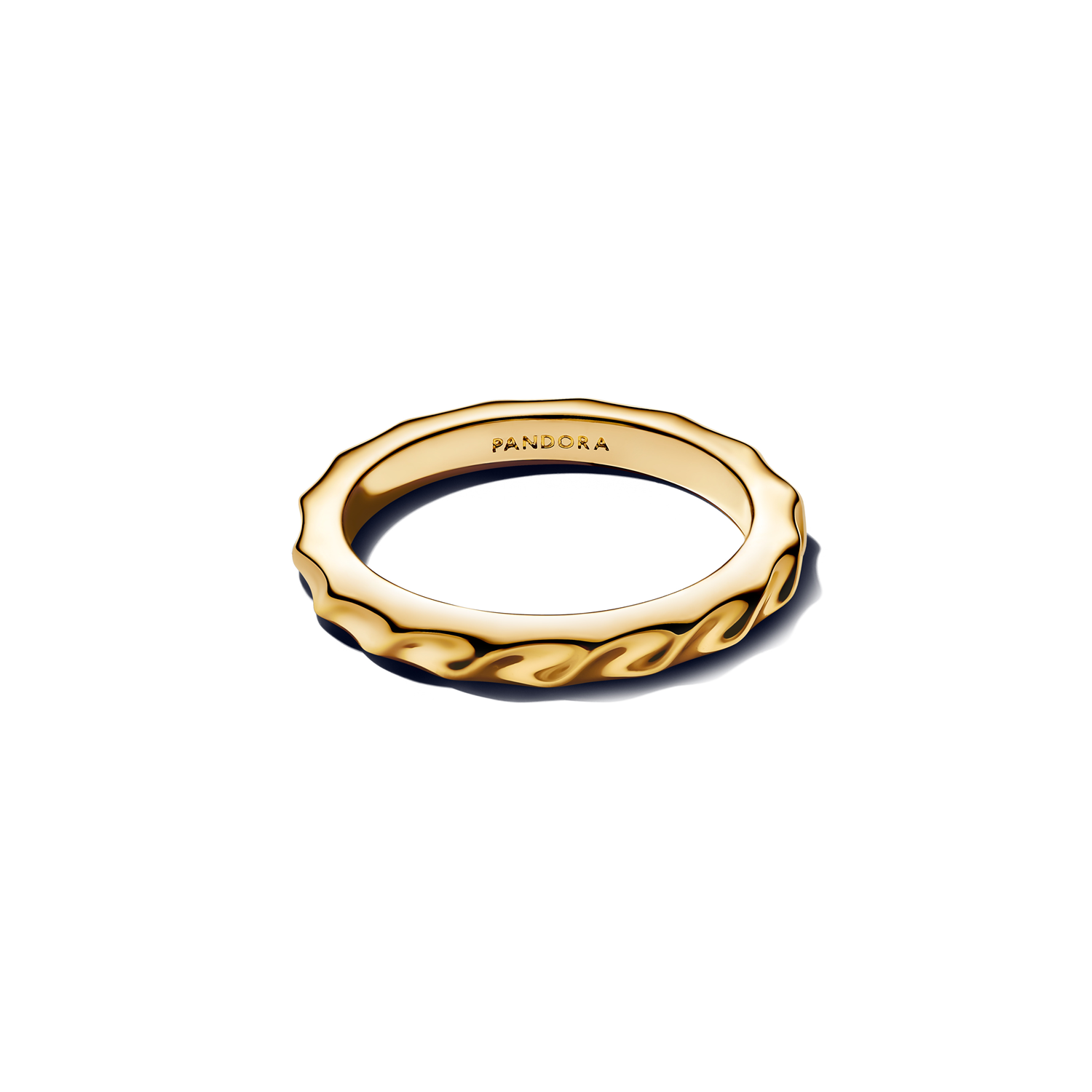 Pandora Essence Gold Plated Rippled Band Ring 163885C00-52