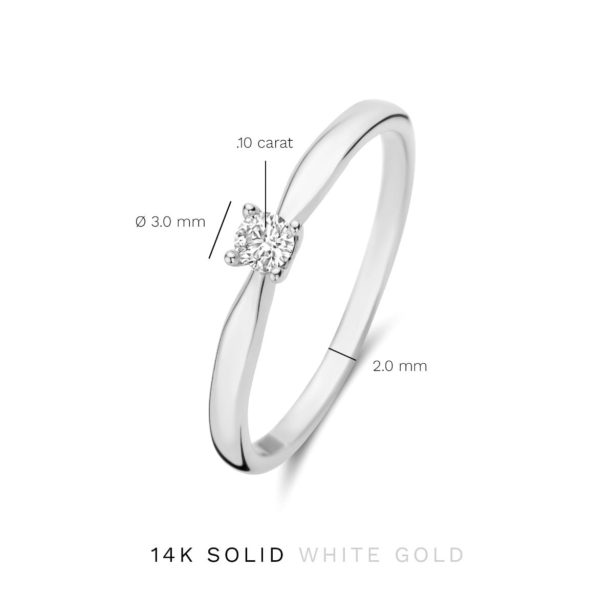 Isabel Bernard De la Paix Christine 14 Carat Whitegold Ring | diamond 0.10 ct | IBD330006-48