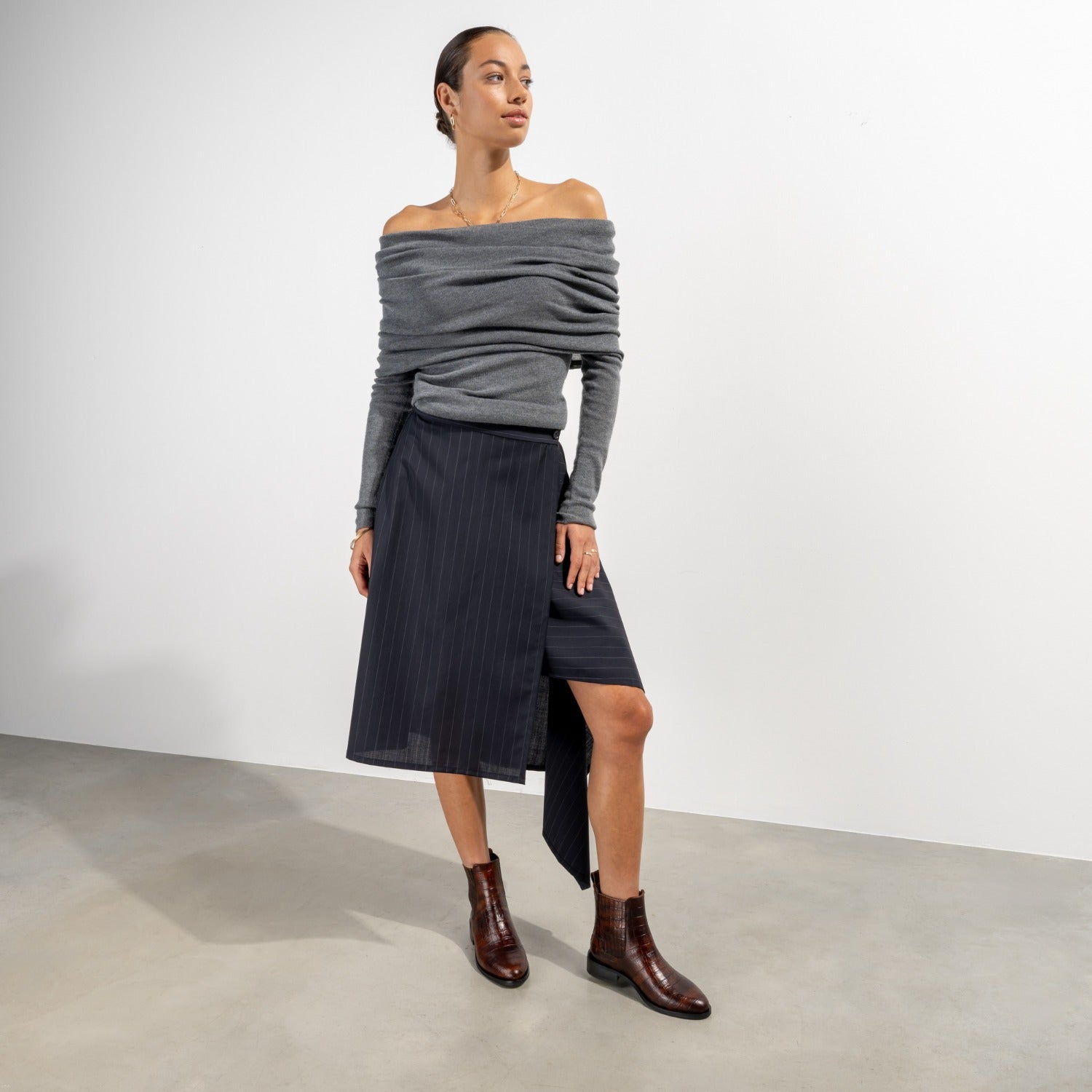 Isabel Bernard Vendôme Chey Croco Brown Calfskin Leather Chelsea Boots IB53012-230-36