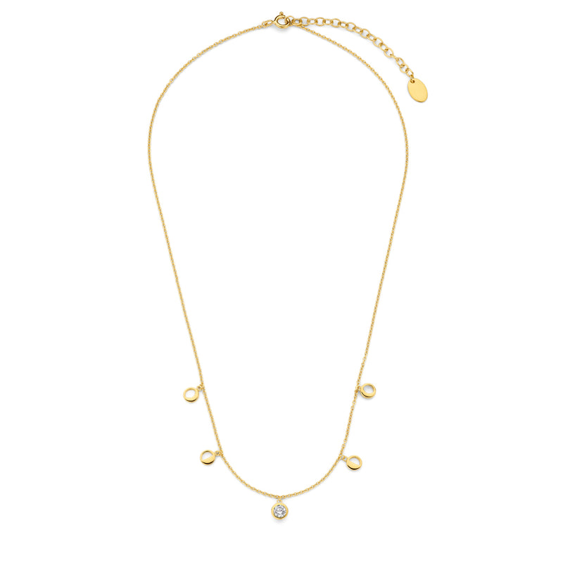 Violet Hamden Luna 925 Sterling Zilveren Gold Plated Ketting met Manen en Witte Zirkonia Steentje VH340040-zoom-