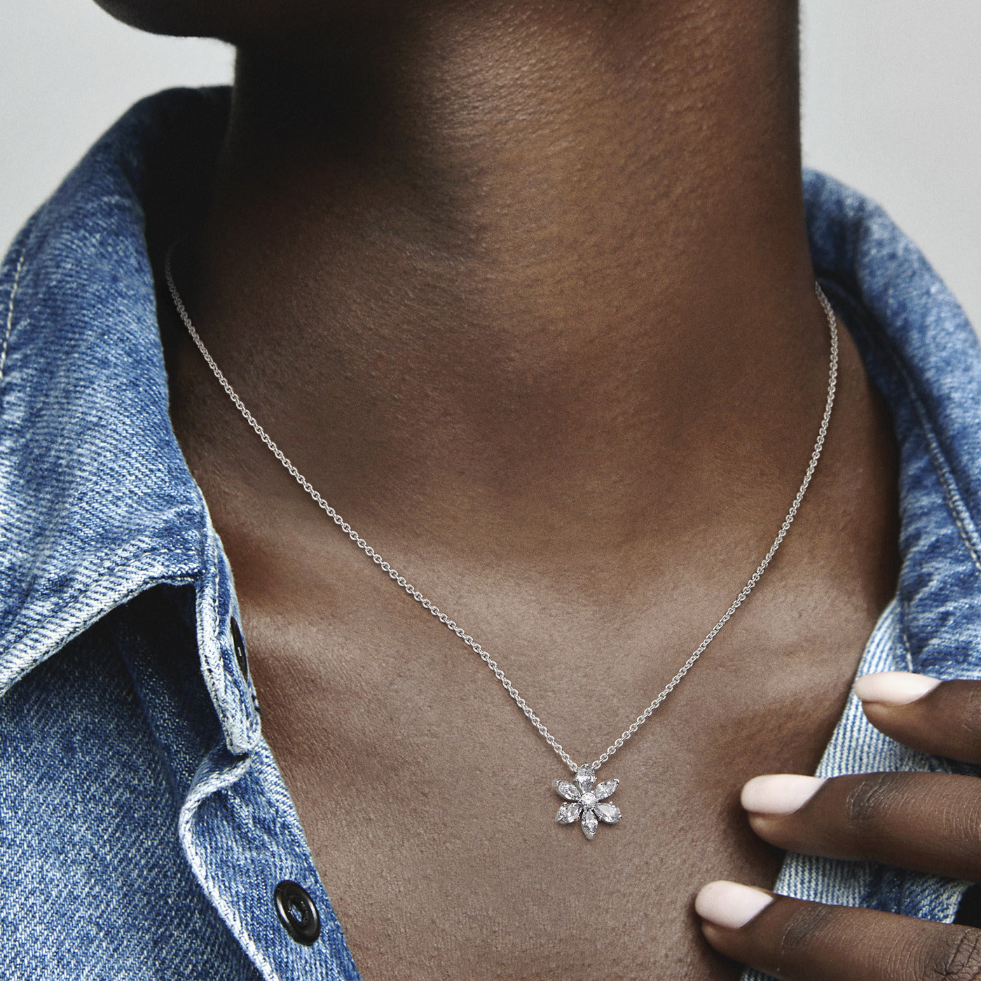 Pandora Timeless 925 Sterling Silver Sparkling Herbarium Cluster Pendant Necklace 392387C01-45