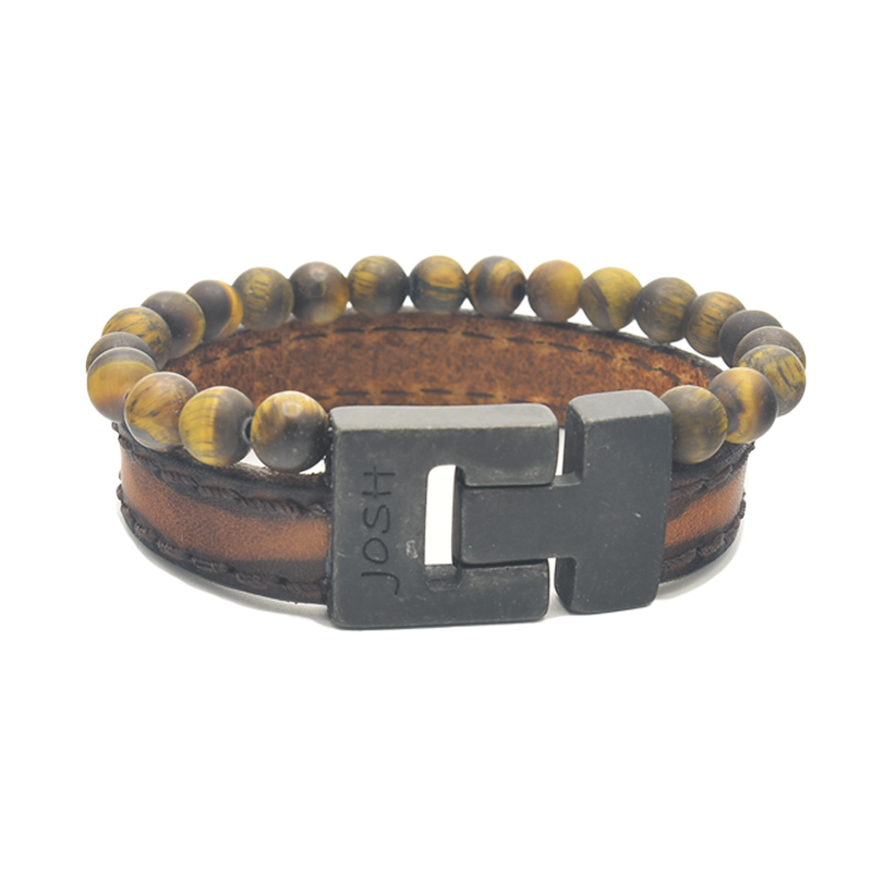 Josh Matte Cognac Leather Bracelet 25042VB/CGMC/MED-zoom-