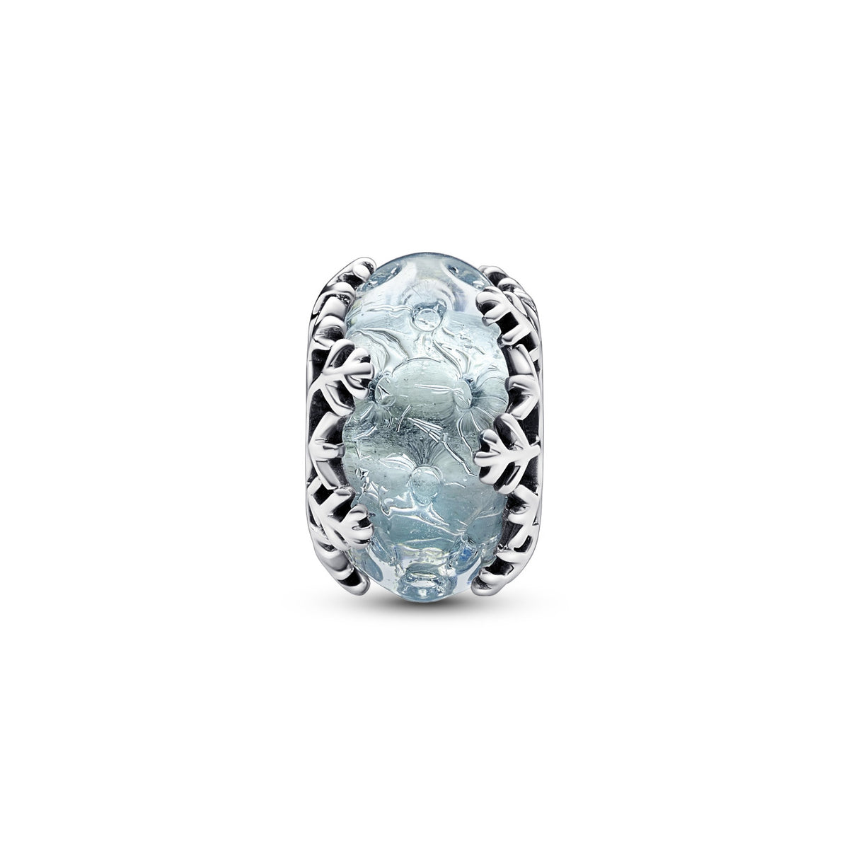 Pandora Moments 925 Sterling Silver Winter Blue Snowflake Murano Charm 792377C00