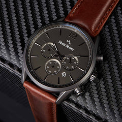 Mats Meier Grand Cornier Chrono Gunmetal/DonkerBrown Watch MM00104