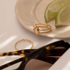 Violet Hamden Sisterhood Twisted Lunar 925 Sterling Silver Gold-coloured Ring VH13030G-50 (size: 50)