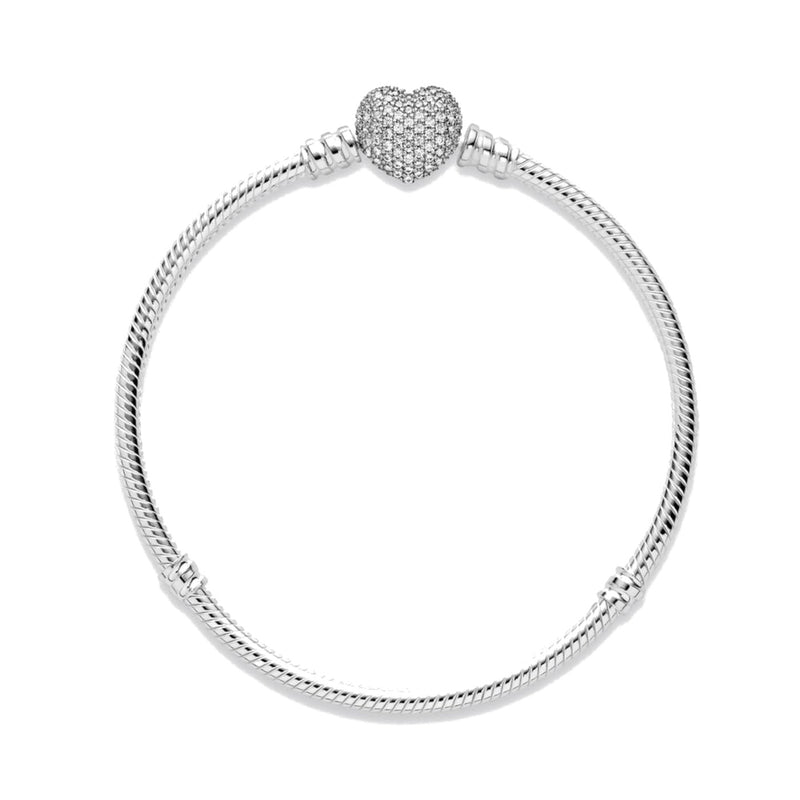 Pandora Silver Pave Heart Bracelet 590727CZ-16 (16.00 cm)-zoom-