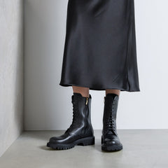 Isabel Bernard Vendôme Myrthe Black Calfskin Lace-up boots IB53008-01-36