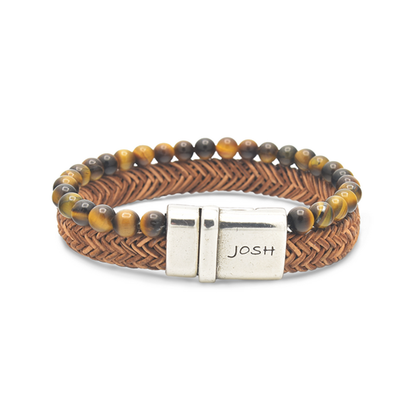 Josh Cognac Natural Stone Bracelet 09333SL/CGNC/MED-zoom-