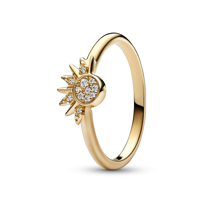 Pandora Moments Celestial Sun Ring 162674C01-58with14 Carat Gold Plating-zoom-