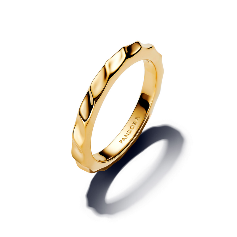 Pandora Essence Gold Plated Rippled Band Ring 163885C00-52-zoom-