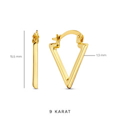 Beloro Jewels Della Spiga Luna 9 Karat Gold Traingle Earrings BO360082