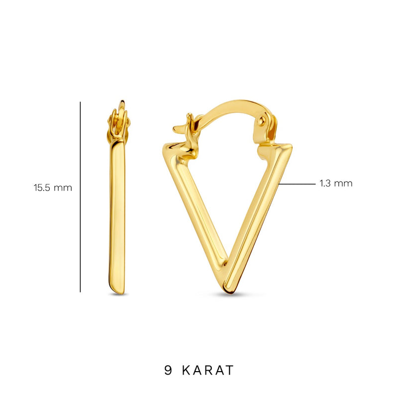 Beloro Jewels Della Spiga Luna 9 Karaat Driehoek Oorbellen BO360082-zoom-