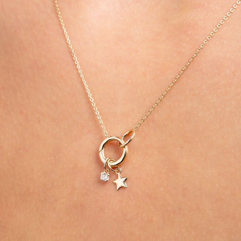 Isabel Bernard Le Marais Vierkante Zirkonia 14 karaat gouden bedel IB350061-zoom-