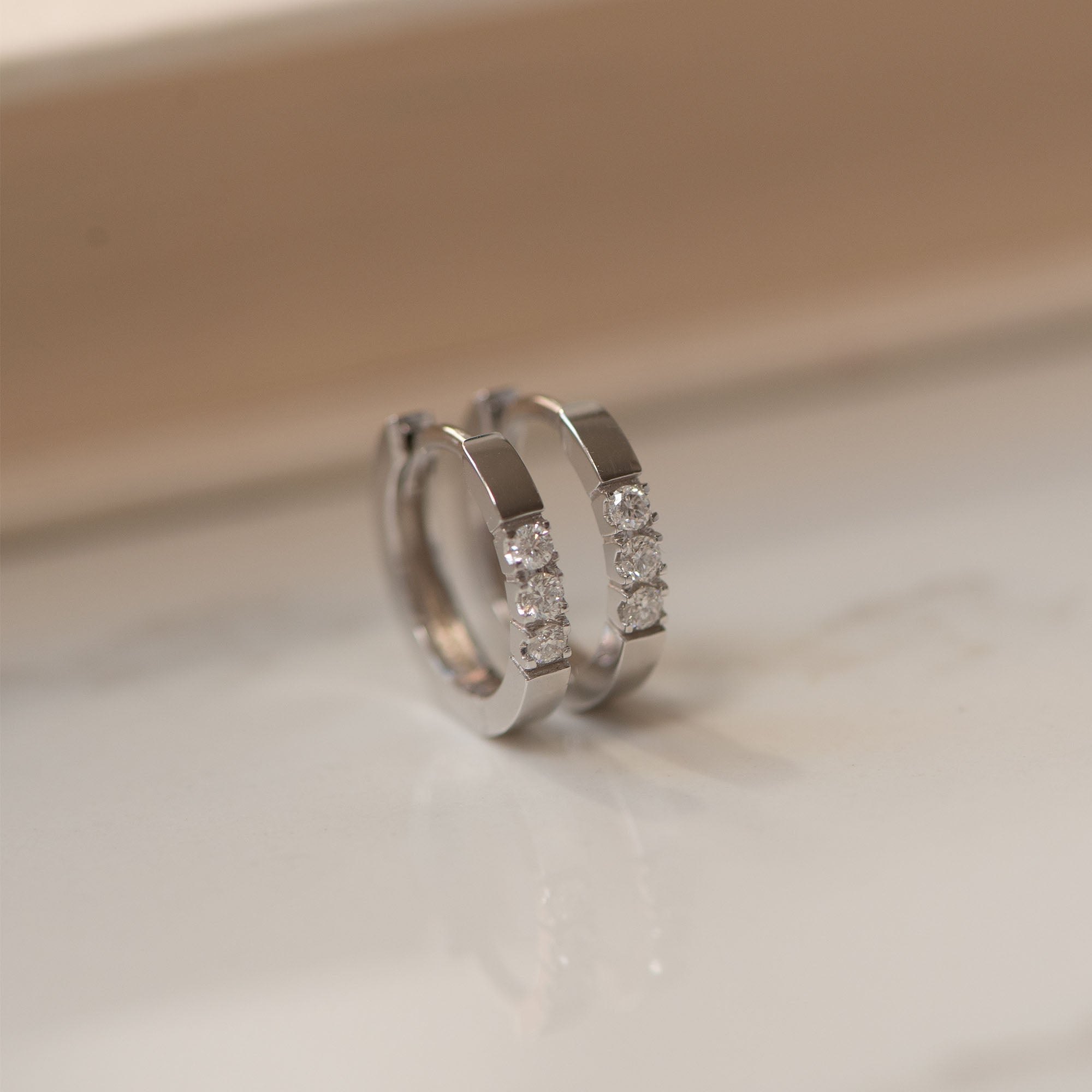 Isabel Bernard De la Paix Madeline 14 Carat Whitegold Hoop Earrings | diamond 0.15 ct | IBD360017