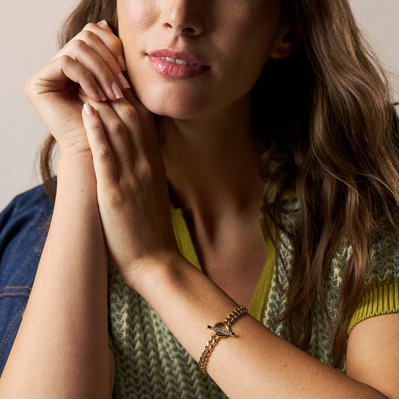 Fossil Carlie T-Bar Stainless Steel Women's Bracelet JF04957710-zoom-