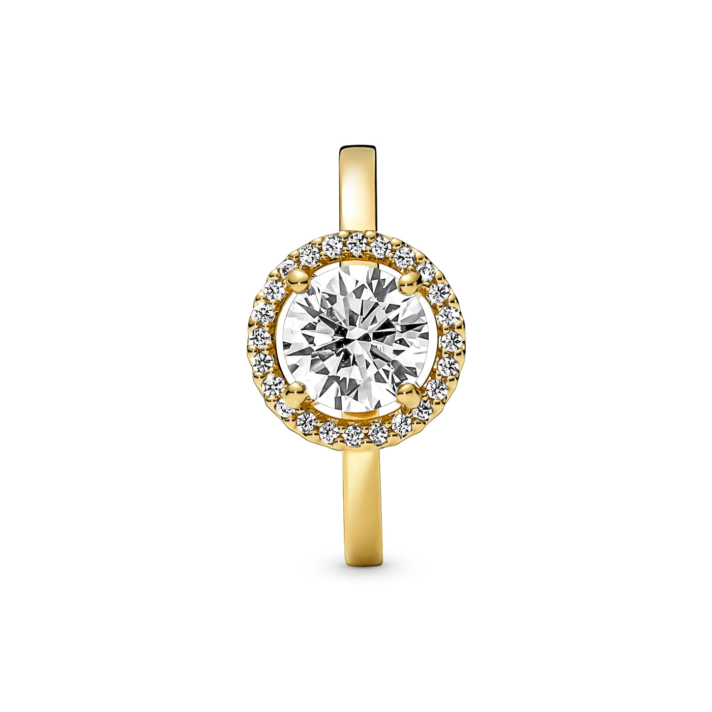Pandora Timeless Gold-coloured Sparkling Round Halo Ring with 14 Carat Gold Plating 161234C01-52