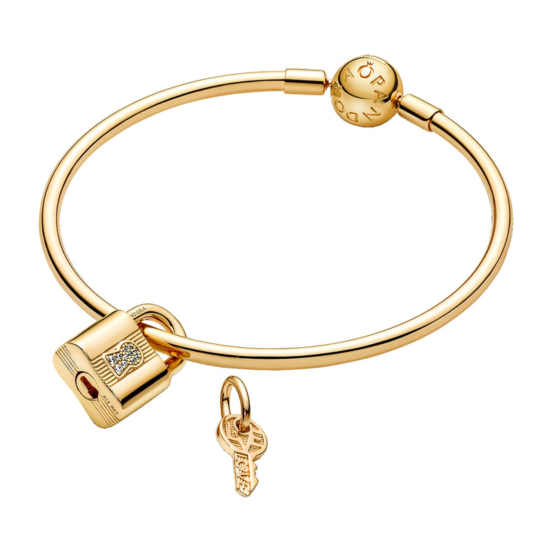 Pandora Moments Gold-coloured Padlock & Key Charm 760088C01-zoom-
