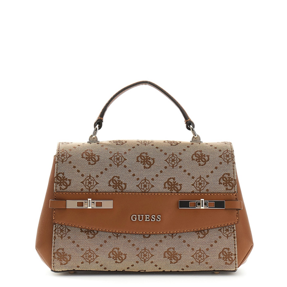 Guess Melinda Latte Logo Top Handle Flap Handbag HWJP99-2200-LTL