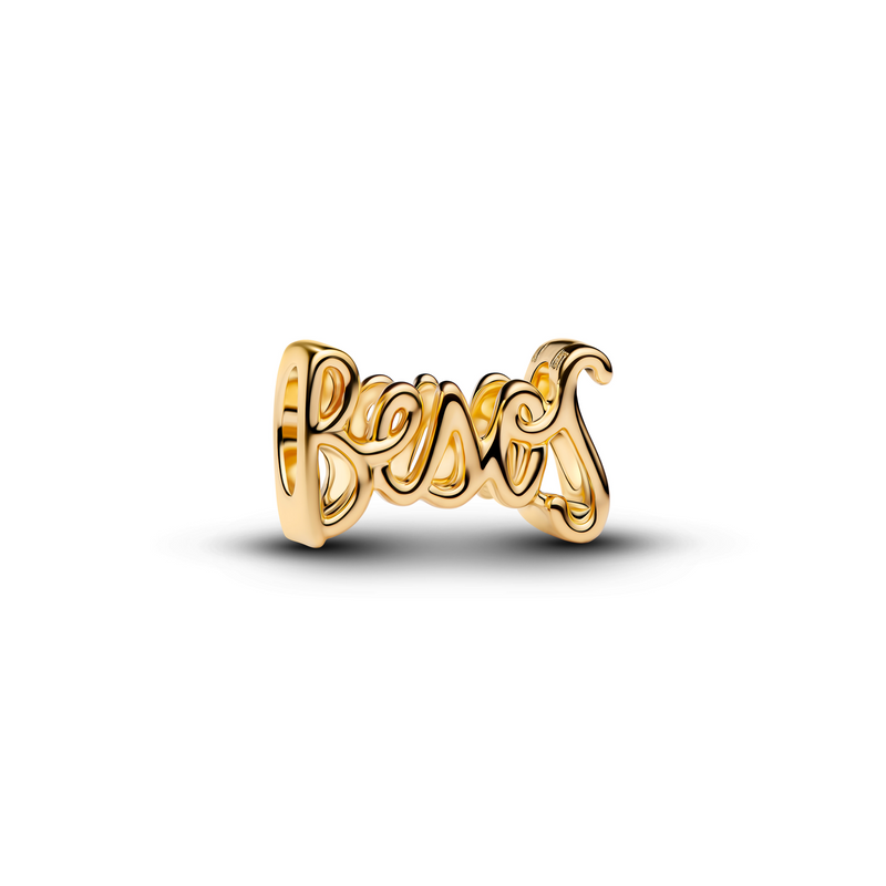 Pandora Moments Gold Plated Charm With Text Besos 764422C00-zoom-